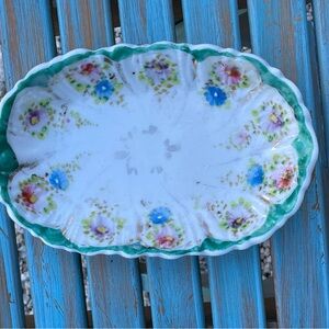 Vintage Look Floral Oval Ceramic Dish